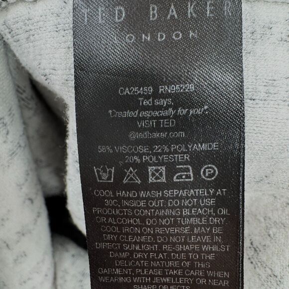 TED BAKER Atlassy Black White Houndstooth Jacquard Midi Skirt Size 4 (US 10) - Picture 7 of 8